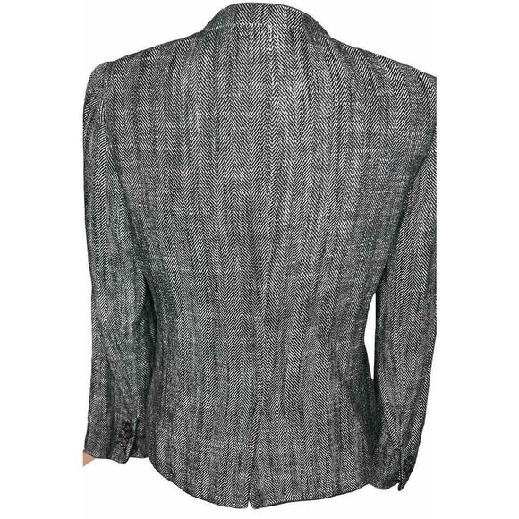 J. CREW GOING OUT BLAZER LINEN TWEED BLACK HOOK AND EYE Sz 4 - Picture 3 of 7